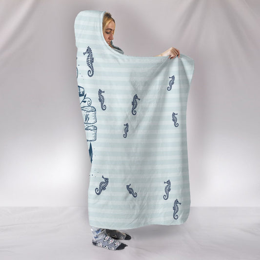 Custom Hoodie Blanket - Seahorse Sea-6teenth World™-Hooded Blanket-Youth 60"x45"-Vibe Cosy™