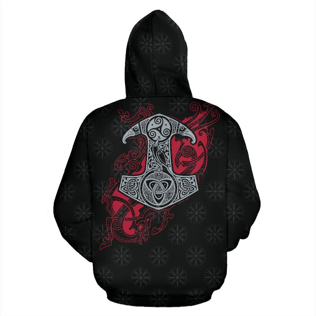Viking Thor's Mjolnir Zip-Up Hoodie A7-ALL OVER PRINT ZIP HOODIES (P)-HP Arts-Hoodie-S-Vibe Cosy™