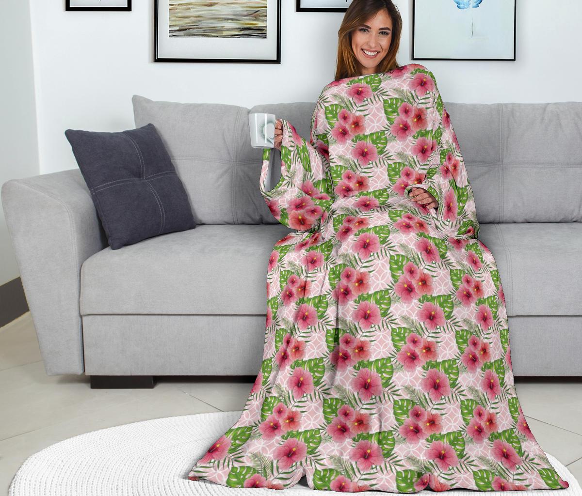 roses sleeve blanket-Amaze Style™-Sleeve Blanket - roses sleeve blanket-Adult 69"X53"-Vibe Cosy™