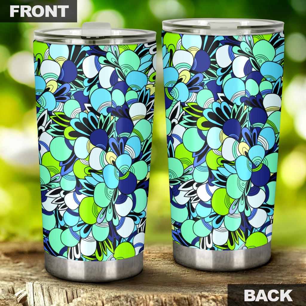 Funky Patterns in Blues - Travel Tumbler-Amaze Style™-Tumbler - Funky Patterns in Blues - Travel Tumbler-20oz Large-Vibe Cosy™