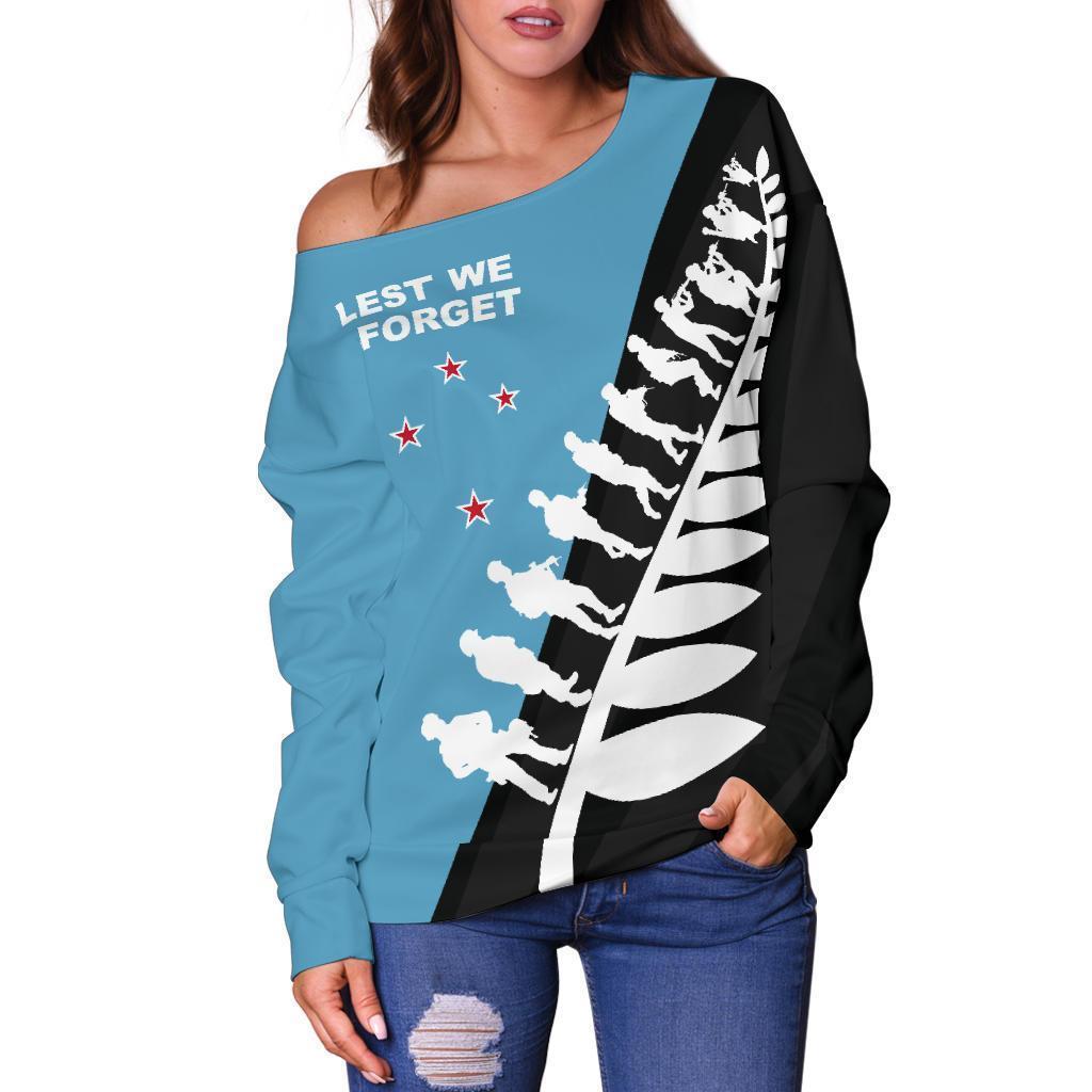 Lest We Forget - New Zealand Blue Off Shoulder Sweater K52-WOMENS OFF SHOULDER SWEATERS-HD09-Women's Off Shoulder Sweater - .-2XS-Vibe Cosy™