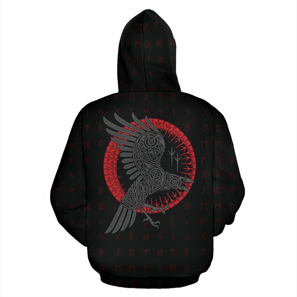 Viking Odin Raven Old Runes Style Zipper Hoodie-ALL OVER PRINT ZIP HOODIES (P)-HP Arts-Zip-Up Hoodie-S-Vibe Cosy™