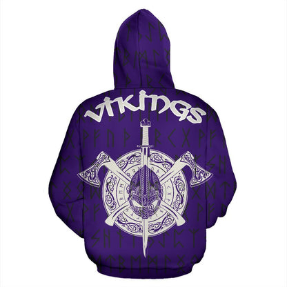 Vikings Warrior™ Hoodie Purple & White Ver TH7-ALL OVER PRINT HOODIES (P)-HP Arts-Hoodie-S-Vibe Cosy™