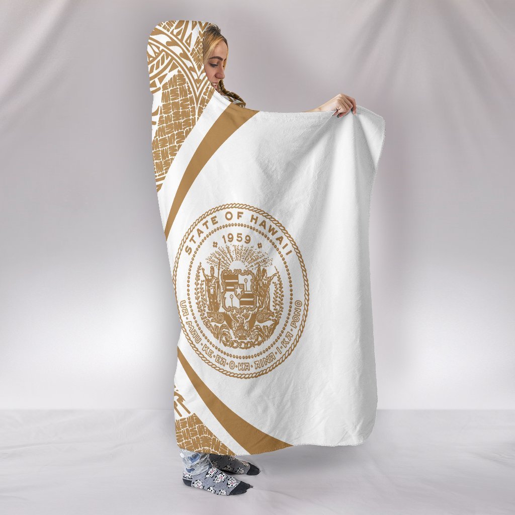 Hawaii Polynesian Hooded Blanket - Circle Style 07 J1-HOODED BLANKETS (P)-Alohawaii-Hooded Blanket-Youth 60"x45"-White-Vibe Cosy™