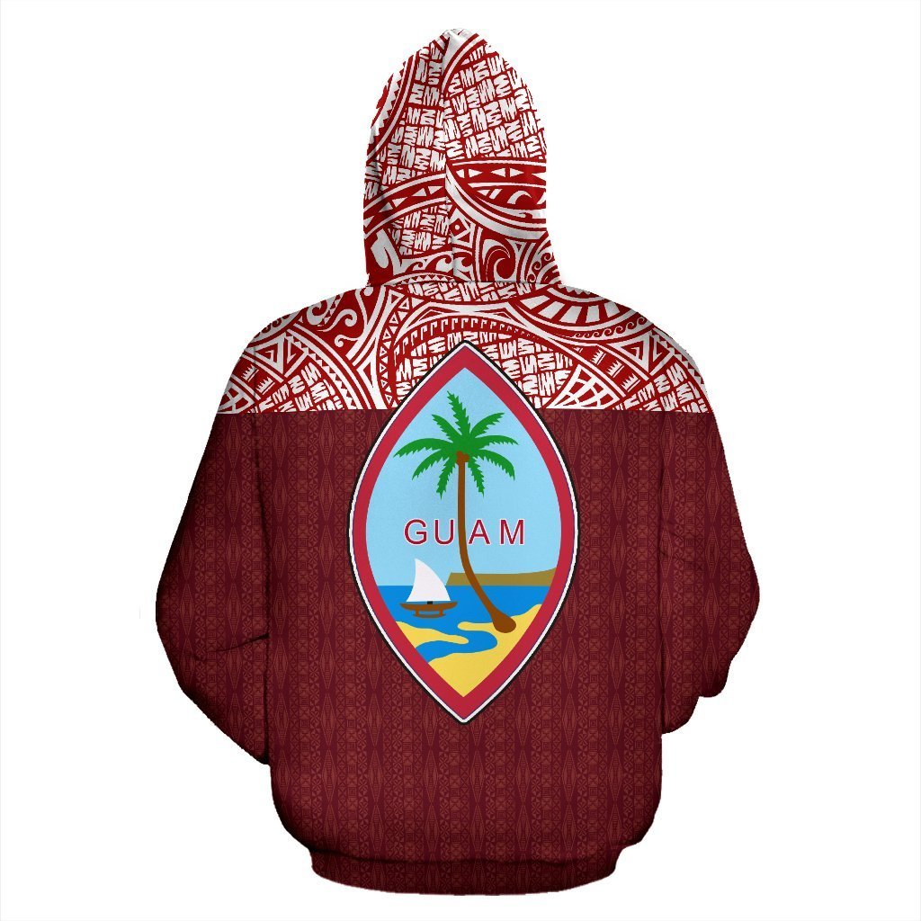 Guam All Over Hoodie - Polynesian Red Version-ALL OVER PRINT HOODIES-HP Arts-Hoodie-S-White-Vibe Cosy™