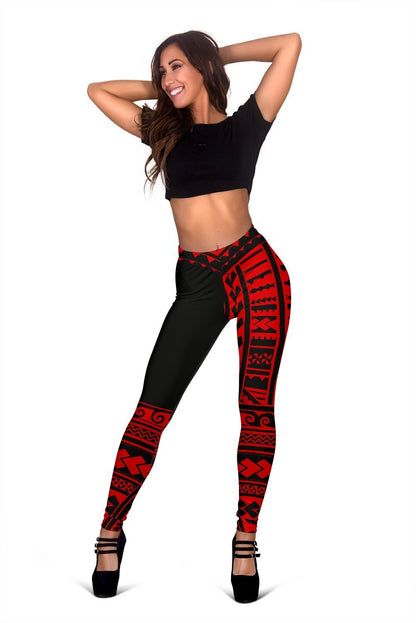 Hawaii Polynesian Leggings Red - Fashion J1-LEGGINGS-Alohawaii-Women's Leggings-XS-White-Vibe Cosy™