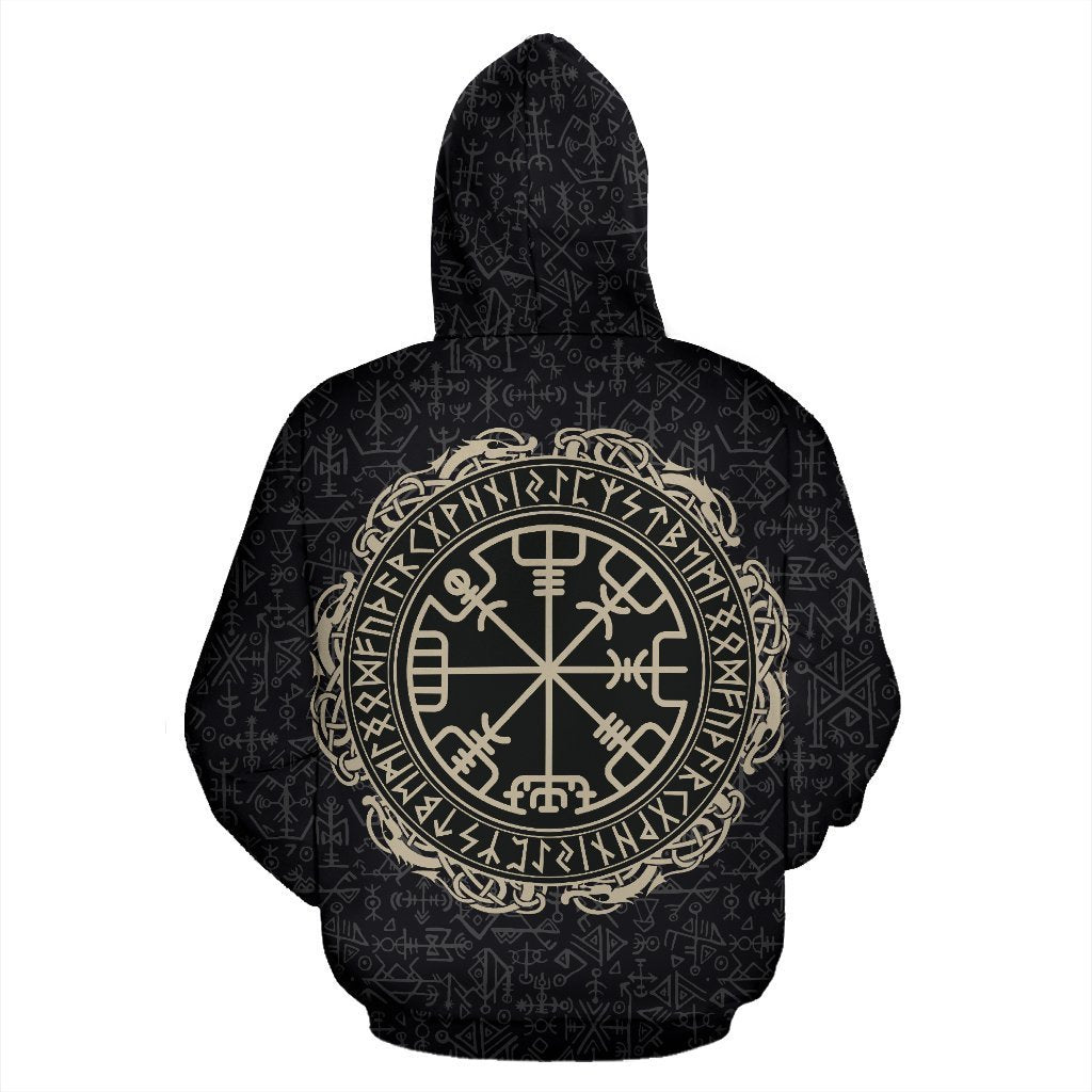 Viking Hoodie - Magical Runic Compass Vegvisir - BN09-ALL OVER PRINT HOODIES (P)-HP Arts-Hoodie-S-Vibe Cosy™