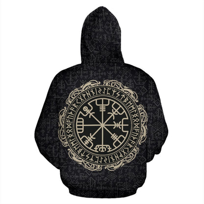 Viking Hoodie - Magical Runic Compass Vegvisir - BN09-ALL OVER PRINT HOODIES (P)-HP Arts-Hoodie-S-Vibe Cosy™