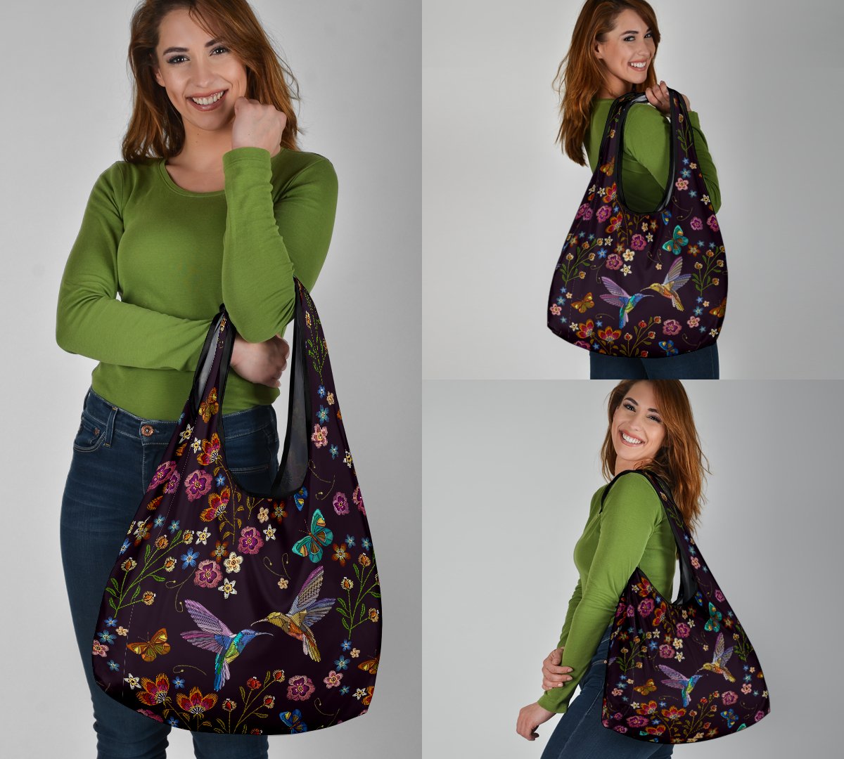 Hummingbird Reusable Grocery Bags Set-Amaze Style™-Hummingbird Reusable Grocery Bags Set-Vibe Cosy™