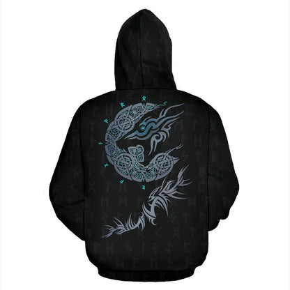 Viking Fenrir Wolf Zip-Up Hoodie-ALL OVER PRINT ZIP HOODIES (P)-HP Arts-Zip-Up Hoodie-S-Black-Vibe Cosy™