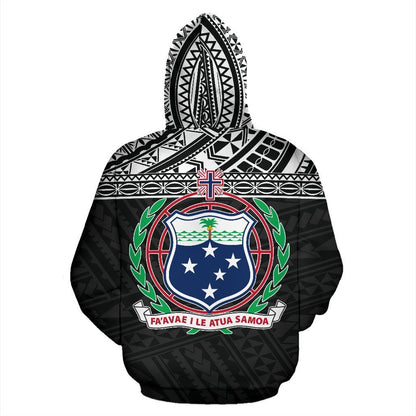 Polynesian All Over Hoodie - Samoa Black Version - BN01-ALL OVER PRINT HOODIES (P)-Phaethon-Hoodie-S-Vibe Cosy™