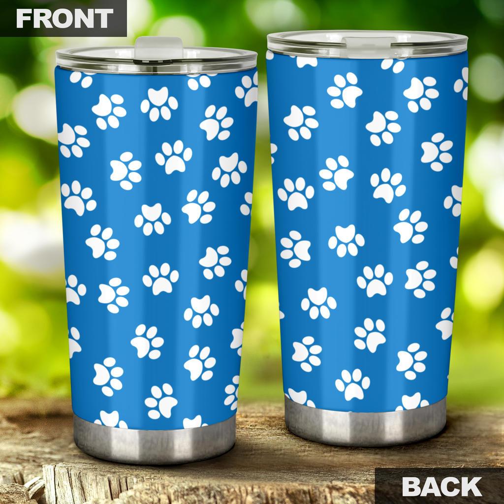 Tumbler Paw Prints Blue-Amaze Style™-Tumbler - Tumbler Paw Prints Blue-20oz Large-Vibe Cosy™
