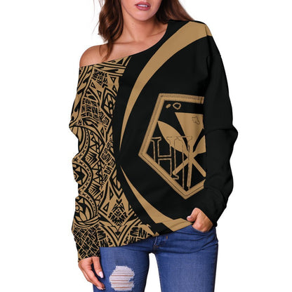 Kanaka Polynesian Women's Off Shoulder Sweater 04 - J4-WOMENS OFF SHOULDER SWEATERS-Phaethon-Women's Off Shoulder Sweater-2XS-White-Vibe Cosy™