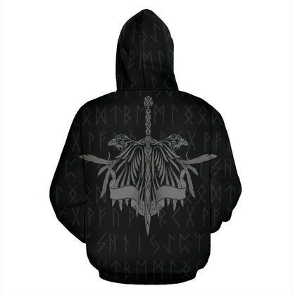 Viking Ravens - God's Guardian Hoodie-ALL OVER PRINT HOODIES (P)-HP Arts-Hoodie-S-Vibe Cosy™