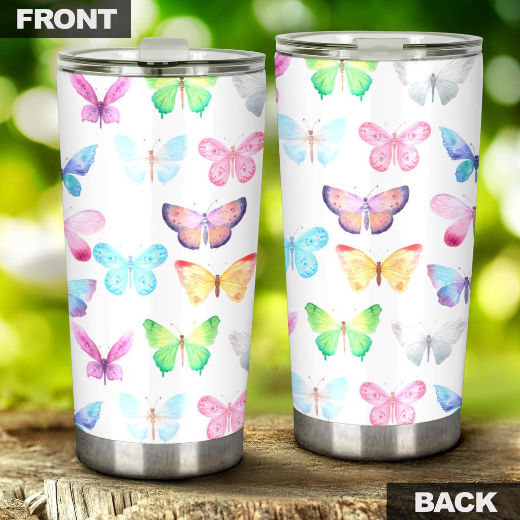 Tumbler Pastel Butterflies-Amaze Style™-Tumbler - Tumbler Pastel Butterflies-20oz Large-Vibe Cosy™