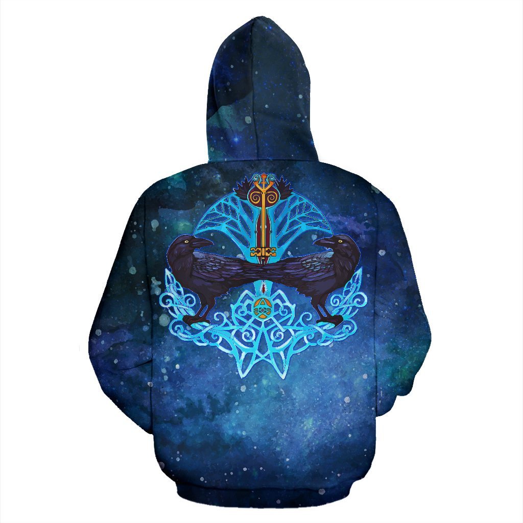 Viking Crow And Key Zip-Up Hoodie A7-ALL OVER PRINT ZIP HOODIES (P)-HP Arts-Zip-Up Hoodie-S-Blue-Vibe Cosy™