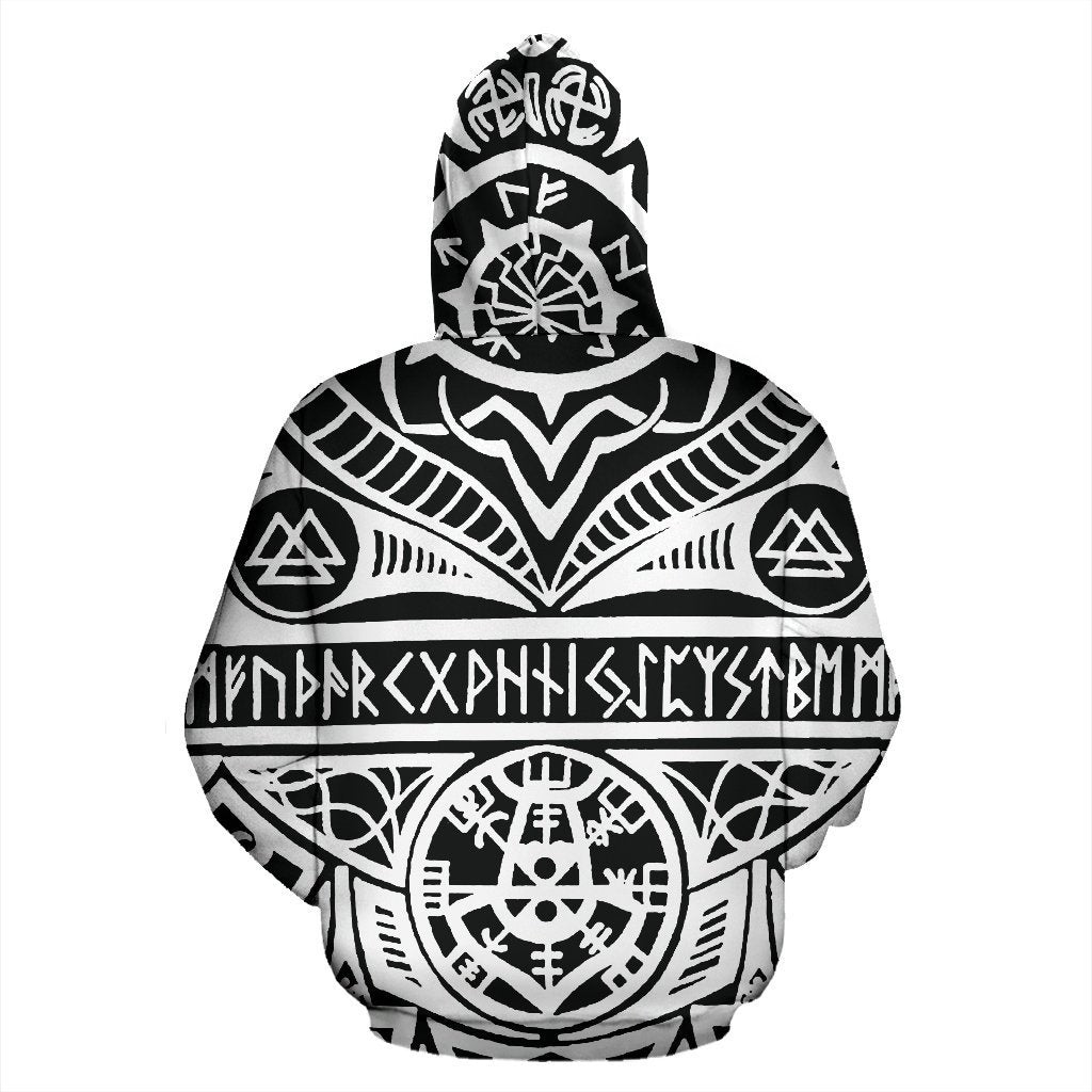 Viking Tattoos™ All Over Hoodie White K4-ALL OVER PRINT HOODIES (P)-HP Arts-Hoodie-S-White-Vibe Cosy™