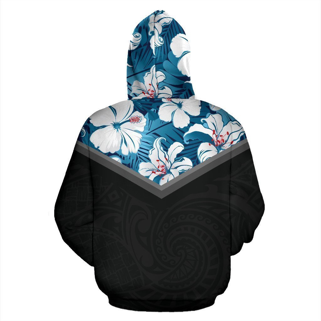 Hawaii Vintage Pattern Hoodie Youth Blue Hibiscus - AH - J9-ALL OVER PRINT ZIP HOODIES (P)-Phaethon-Zip-Up Hoodie-S-Vibe Cosy™