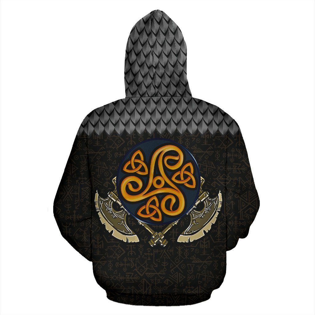 Viking Warrior Pullover Hoodie A0-ALL OVER PRINT HOODIES (P)-HP Arts-Men-S-Black-Vibe Cosy™