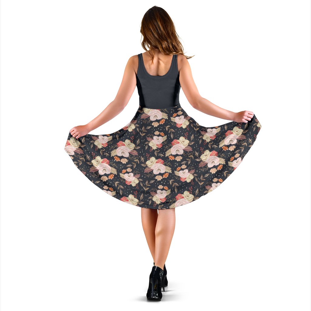 Autumn Fall Floral 2Tone - Women's Midi Dress-Amaze Style™-Midi Dress - Autumn Fall Floral 2Tone - Women's Midi Dress-XS-Vibe Cosy™