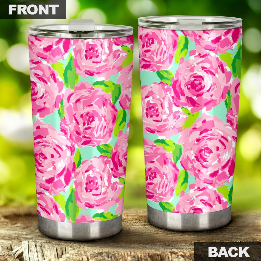 Pink Flower Tumbler-Amaze Style™-Tumbler - Pink Flower Tumbler-20oz Large-Vibe Cosy™