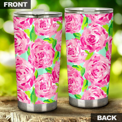 Pink Flower Tumbler-Amaze Style™-Tumbler - Pink Flower Tumbler-20oz Large-Vibe Cosy™