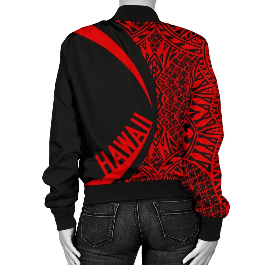 Hawaii Coat Of Arm Women's Bomber Jacket - Circle Style 02 - AH - J1-BOMBER JACKETS (P)-Phaethon-Women's Bomber Jacket-S-White-Vibe Cosy™