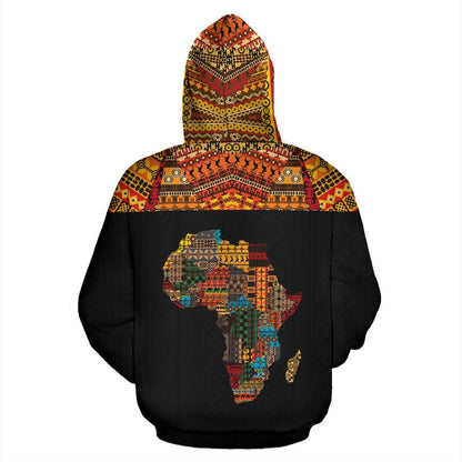 Africa Zip Hoodie - African Pattern Horizontal Style-ALL OVER PRINT ZIP HOODIES-HPArt-Men-S-Black-Vibe Cosy™