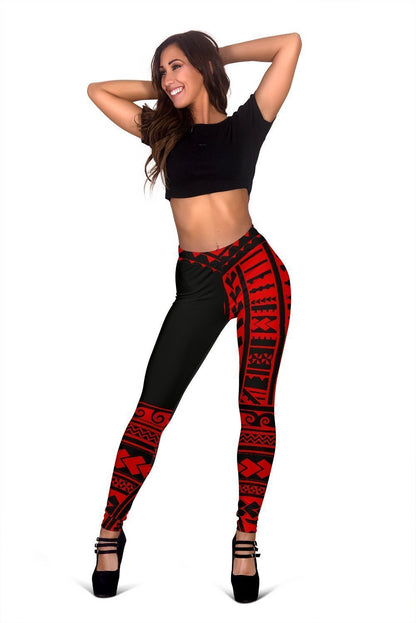 Hawaii Polynesian Leggings Red - Fashion J1-LEGGINGS-Phaethon-Women's Leggings-S-Vibe Cosy™