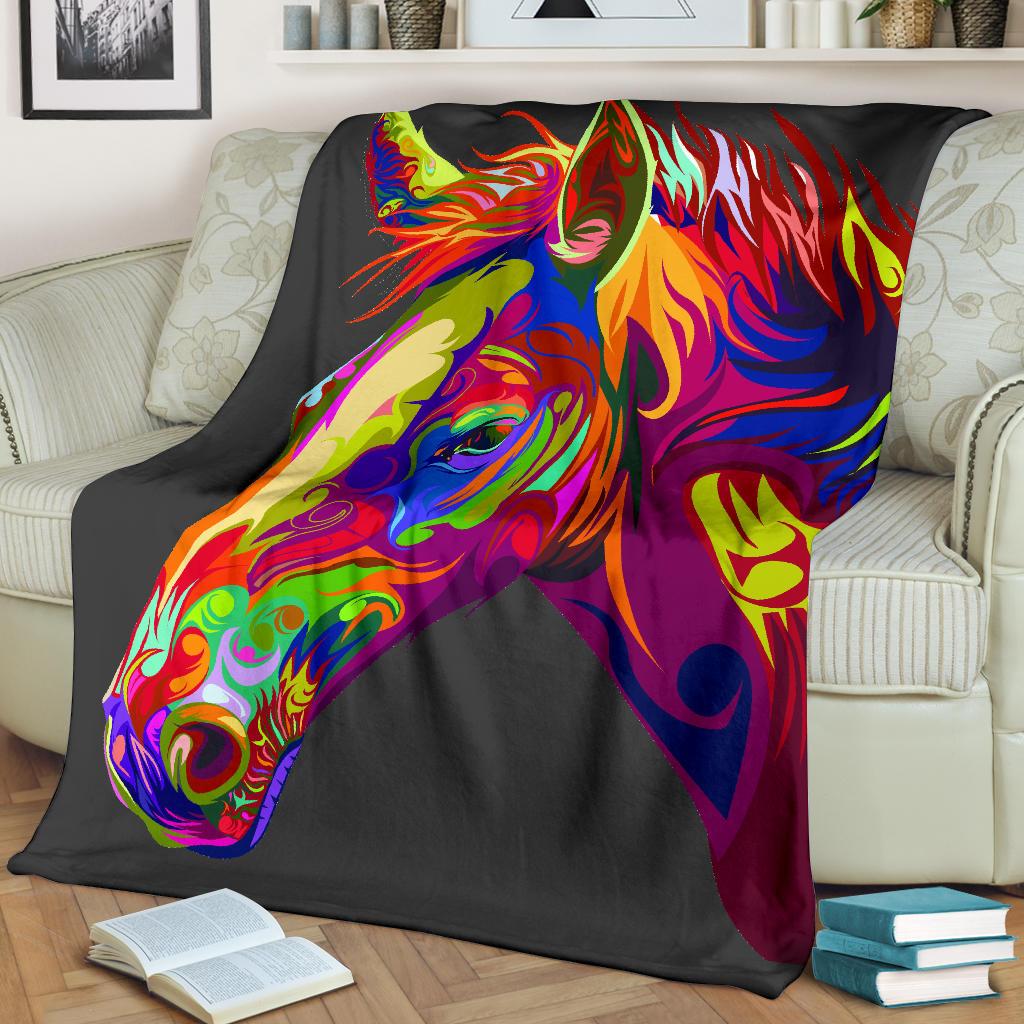 Cavallo Colorato/Nero - Coperta in Pile -Amaze Style™-Premium BlanketCavallo Colorato/Nero - Coperta in Pile -Youth (56 x 43 inches / 140 x 110 cm)-Vibe Cosy™
