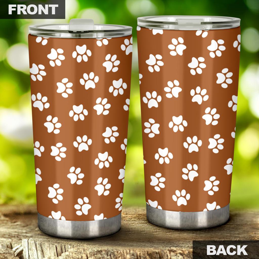 Tumbler Paw Prints Chocolate-Amaze Style™-Tumbler - Tumbler Paw Prints Chocolate-20oz Large-Vibe Cosy™