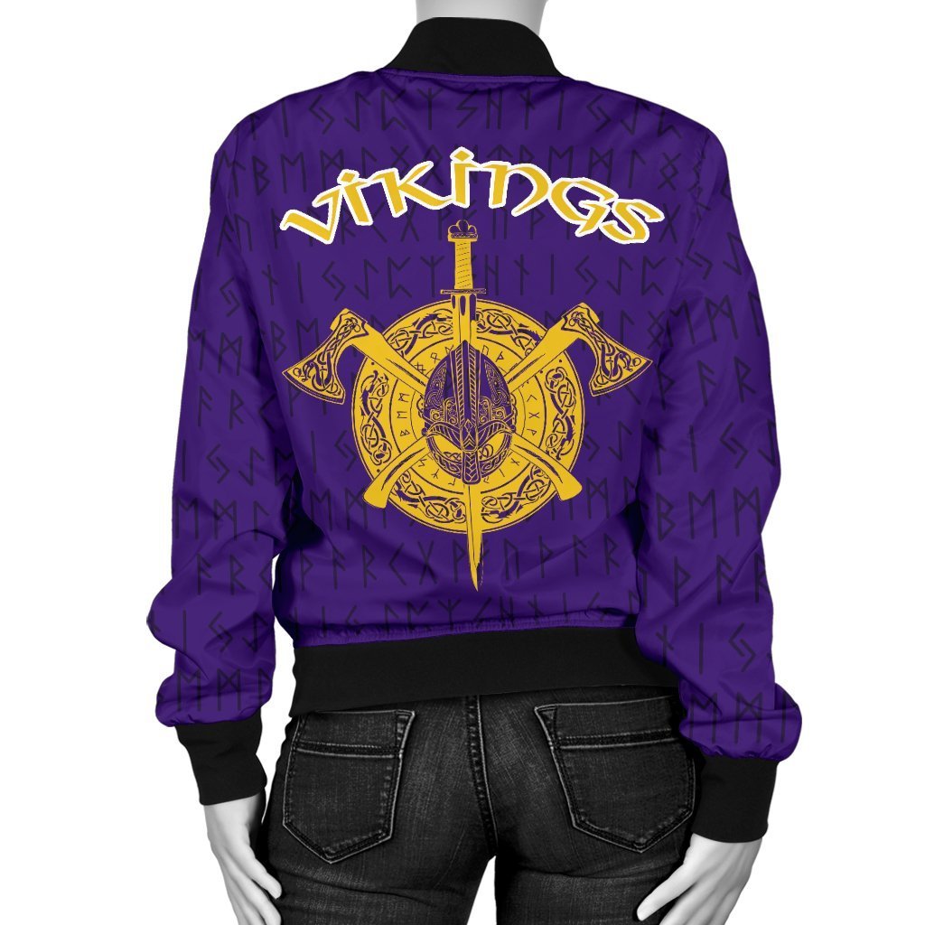 Viking Warrior™ Women's Bomber Jacket TH75-BOMBER JACKETS (P)-HP Arts-Women's Bomber Jacket-S-Purple-Vibe Cosy™