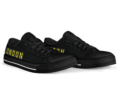 Airport Destinations LONDON (Black) - Low Top Canvas Shoes-Amaze Style™-placeholder-placeholder-Vibe Cosy™
