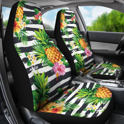 Pineapple And Hibiscus Symbol Car Seat Covers - AH - K5-CAR SEAT COVERS-Alohawaii-Car Seat Covers-Universal Fit-White-Vibe Cosy™