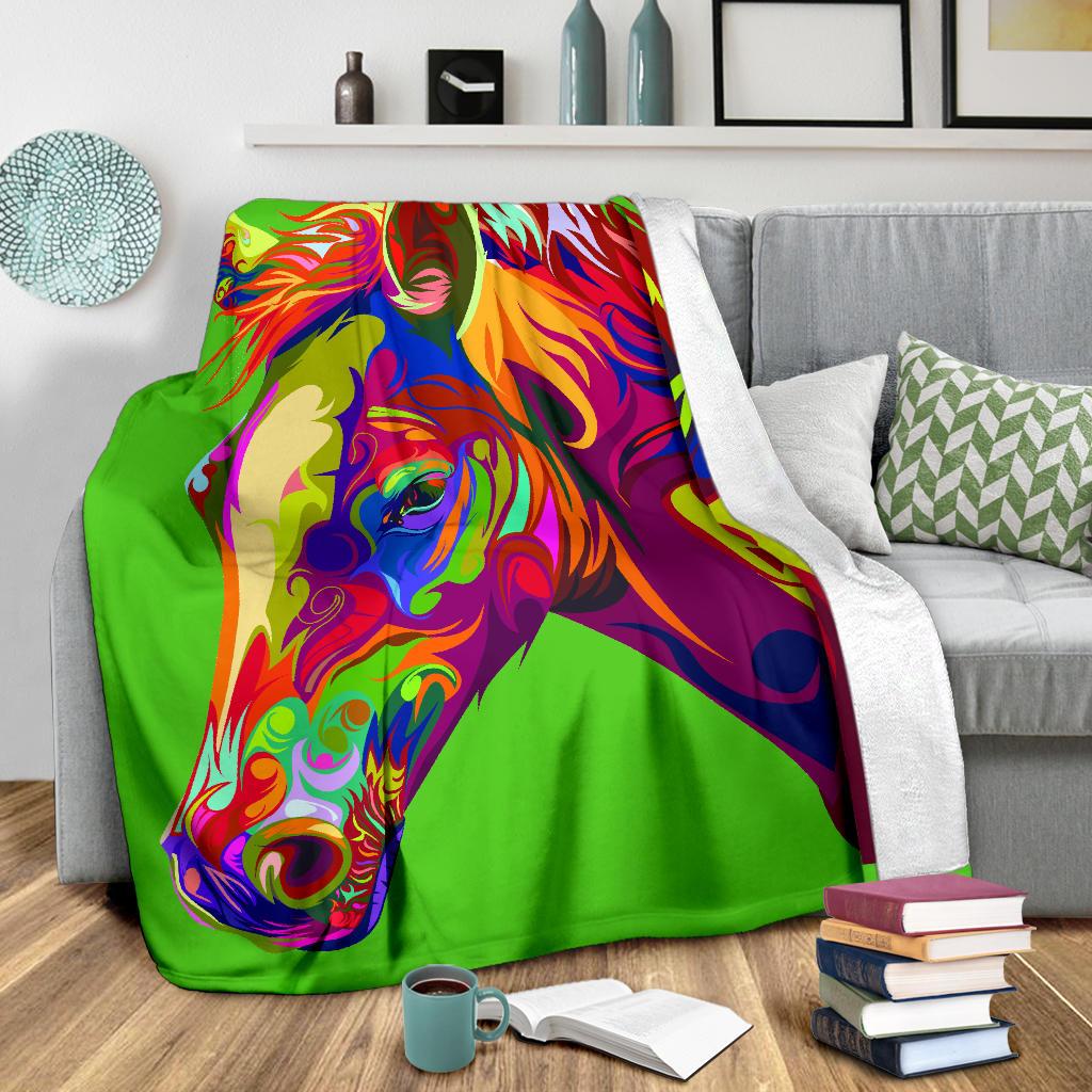 Cavallo Colorato/Verde - Coperta in Pile -Amaze Style™-Premium BlanketCavallo Colorato/Verde - Coperta in Pile -Youth (56 x 43 inches / 140 x 110 cm)-Vibe Cosy™