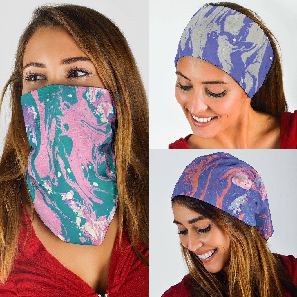 Marble Swirls Set 2 - Bandana 3 Pack-Amaze Style™-Marble Swirls Set 2 - Bandana 3 Pack-Vibe Cosy™