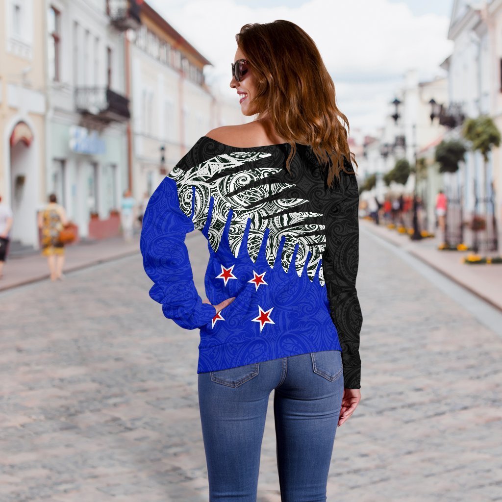 New Zealand Silver Fern Off Shoulder Sweater K4-WOMENS OFF SHOULDER SWEATERS-HD09-Women's Off Shoulder Sweater - .-2XS-Vibe Cosy™