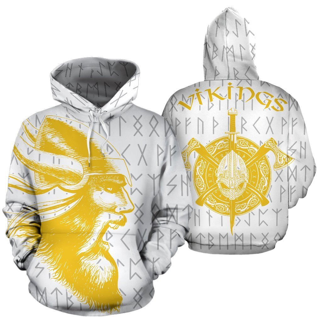 Vikings Warrior™ Hoodie White Ver TH7 AH0012-ALL OVER PRINT HOODIES (P)-HP Arts-Hoodie-S-Vibe Cosy™