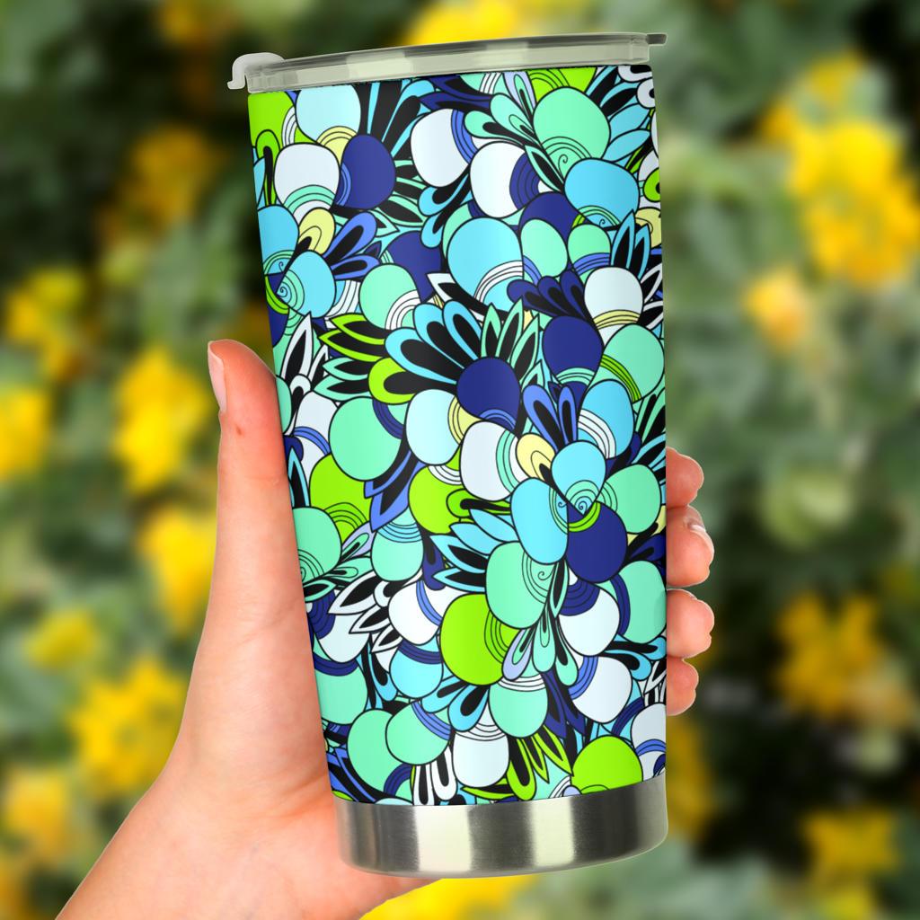 Funky Patterns in Blues - Travel Tumbler-Amaze Style™-Tumbler - Funky Patterns in Blues - Travel Tumbler-20oz Large-Vibe Cosy™