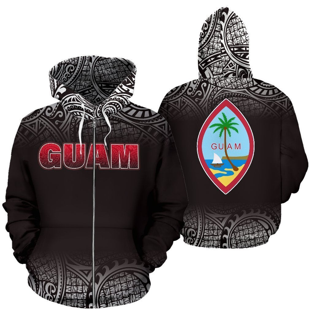 Guam All Over Zip-Up Hoodie - Fog Black Version-ALL OVER PRINT ZIP-UP HOODIES-HP Arts-Zip-Up Hoodie-S-White-Vibe Cosy™
