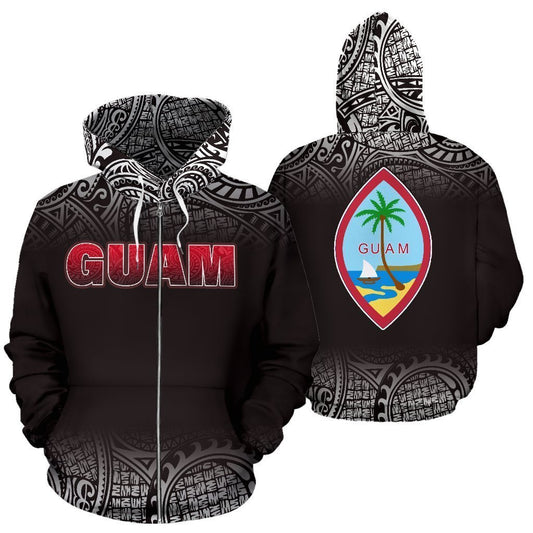 Guam All Over Zip-Up Hoodie - Fog Black Version-ALL OVER PRINT ZIP-UP HOODIES-HP Arts-Zip-Up Hoodie-S-White-Vibe Cosy™