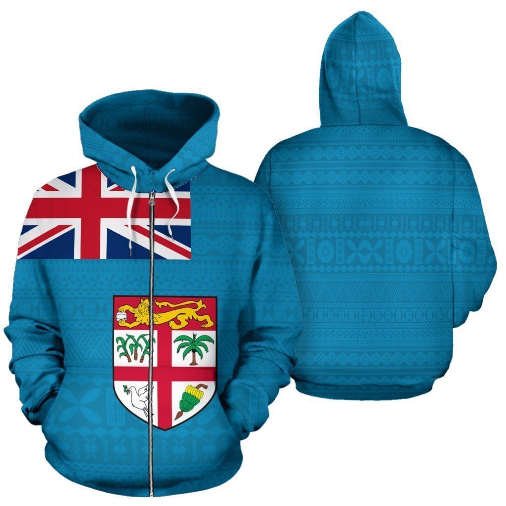 Fiji All Over Zip-Up Hoodie - Polynesian Black Version - BN01-Apparel-Khanh Arts-Zipped Hoodie-S-Vibe Cosy™