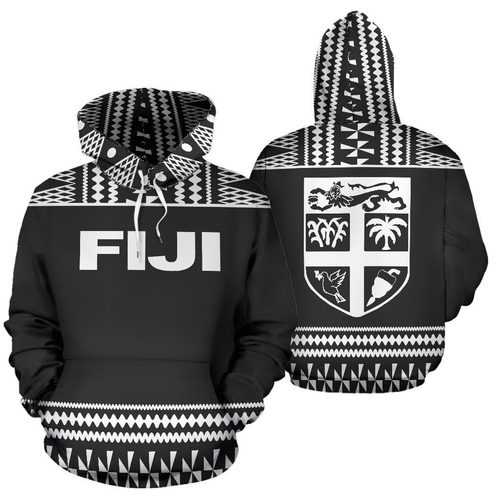 Fiji Tapa All Over Zip-Up Hoodie - Grey And White Version - BN09-Apparel-Khanh Arts-Hoodie-S-Vibe Cosy™