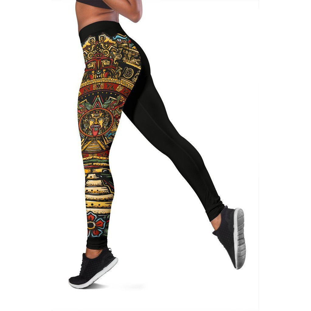 Mexico Aztec Sun Stone Tattoo-Apparel-HP Arts-Leggings-S-Vibe Cosy™