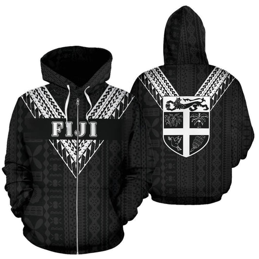 Fiji All Over Zip-Up Hoodie - White Sailor Style - BN01-Apparel-Khanh Arts-Zipped Hoodie-S-Vibe Cosy™