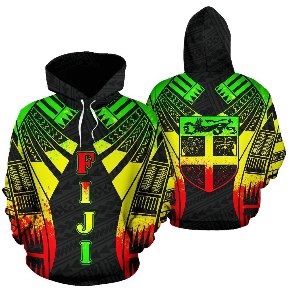 Fiji All Over Zip-Up Hoodie - Reggae Color Tattoo Style - BN01-Apparel-Khanh Arts-Hoodie-S-Vibe Cosy™