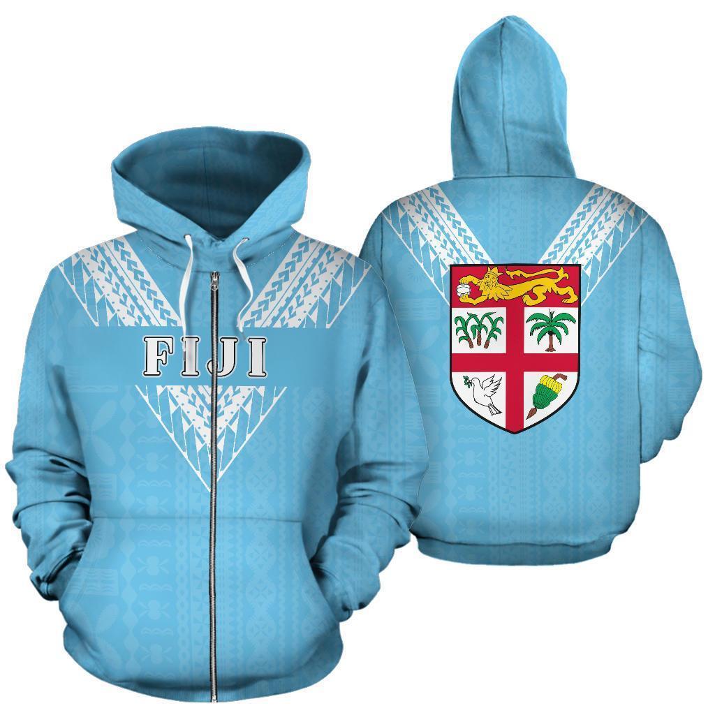 Fiji All Over Zip-Up Hoodie - Flag Color Sailor Style - BN01-Apparel-Khanh Arts-Zipped Hoodie-S-Vibe Cosy™