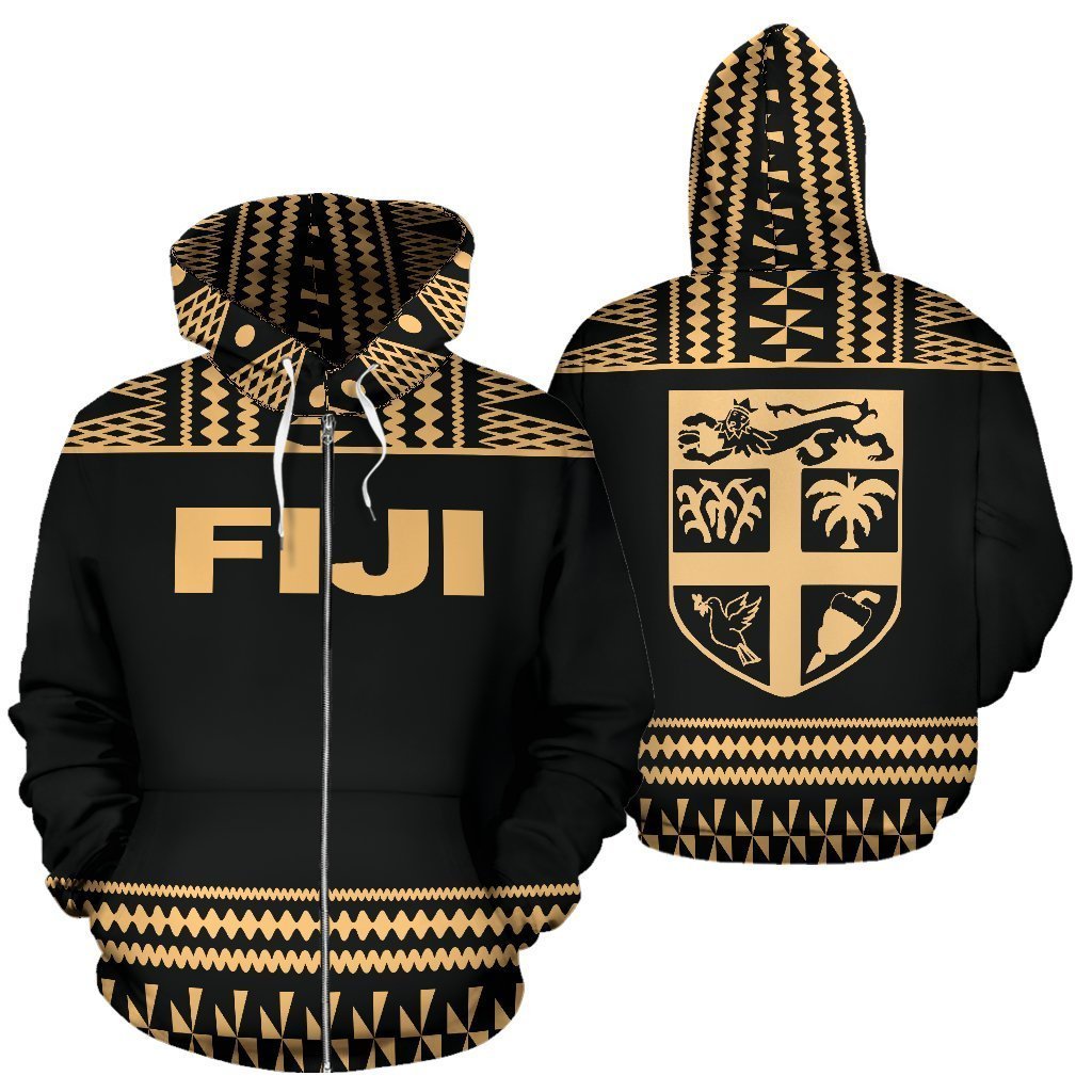 Fiji Tapa All Over Hoodie - BN09-Apparel-Khanh Arts-Zipped Hoodie-S-Vibe Cosy™