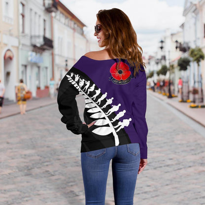 Lest We Forget - New Zealand Purple Off Shoulder Sweater K52-WOMENS OFF SHOULDER SWEATERS-HD09-Women's Off Shoulder Sweater - .-2XS-Vibe Cosy™