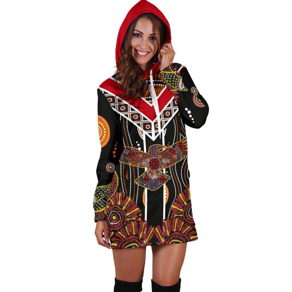 Crow Australia Aboriginal Hoodie Dress-Apparel-NNK-Hoodie Dress-S-Vibe Cosy™